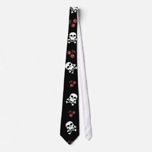 RAB Rockabilly Döskallar och Körsbär På Svart Slips