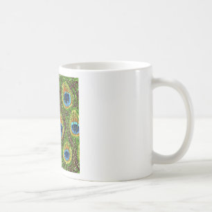 RAB Rockabilly Färgglada Påfågelsfjädrar Tryck Kaffemugg