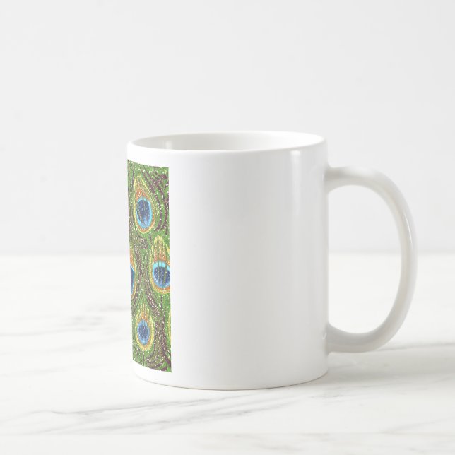 RAB Rockabilly Färgglada Påfågelsfjädrar Tryck Kaffemugg (Höger)