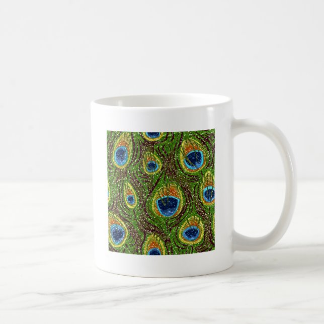 RAB Rockabilly Färgglada Påfågelsfjädrar Tryck Kaffemugg (Höger)