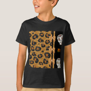 RAB Rockabilly Guld Leopard Skriv ut Döskallar för T-shirt