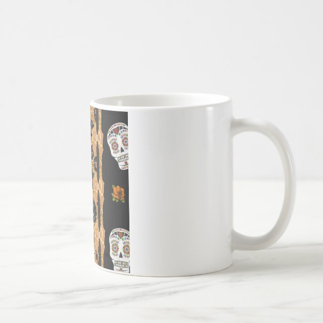 RAB Rockabilly Guld Leopardtryck Socker Skallar Kaffemugg (Höger)
