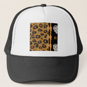RAB Rockabilly Guld Leopardtryck Socker Skallar Truckerkeps
