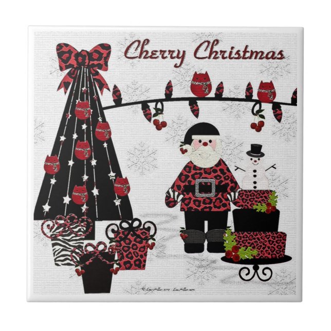 RAB Rockabilly Körsbär jul Santa Kakelplatta (Framsidan)