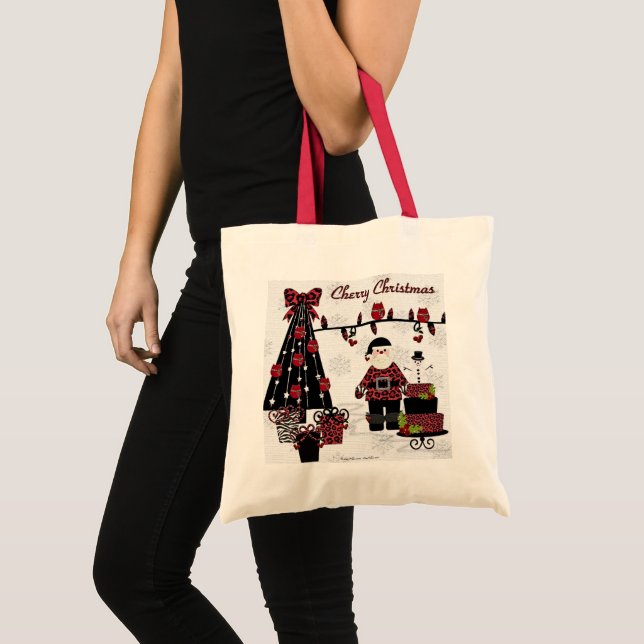 RAB Rockabilly Körsbär Jul Tomte Presenter Tygkasse (Framsida (produkt))