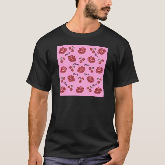RAB Rockabilly Körsbärskyssar på Rosa T Shirt (Framsida)