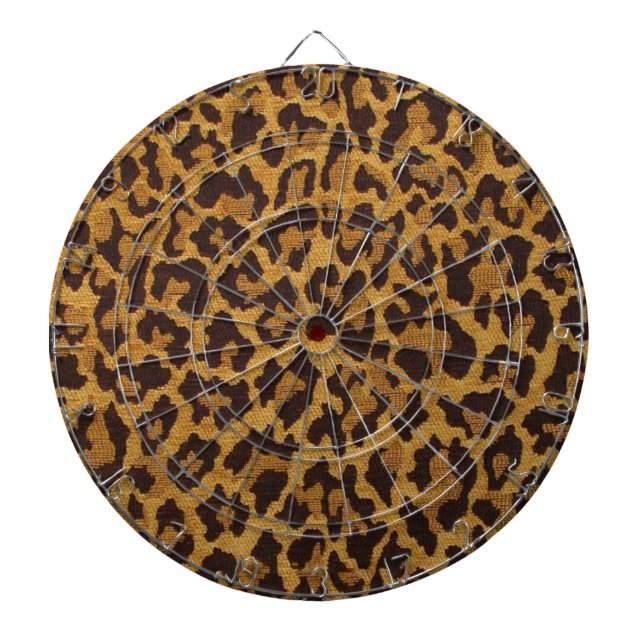 RAB Rockabilly Leopard Skriv ut Brown Guld Darttavla (Framsidan)