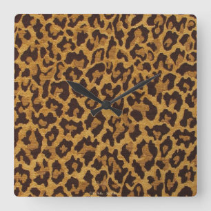 RAB Rockabilly Leopard Skriv ut Brown Guld Fyrkantig Klocka