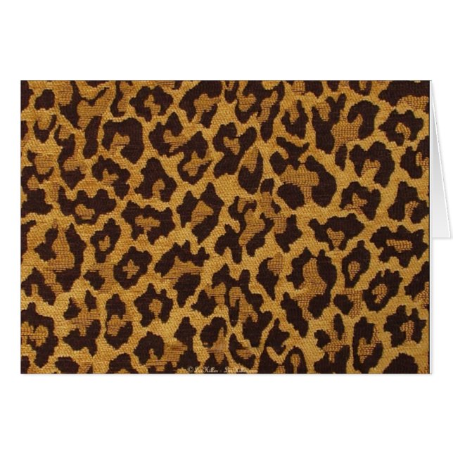 RAB Rockabilly Leopard Skriv ut Brown Guld Hälsningskort (Framsidan Horizontal)