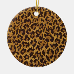 RAB Rockabilly Leopard Skriv ut Brown Guld Julgransprydnad Keramik