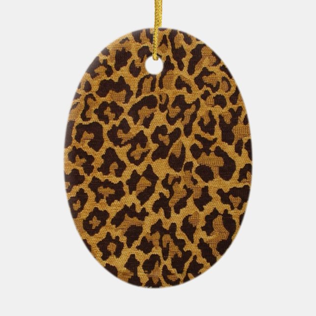 RAB Rockabilly Leopard Skriv ut Brown Guld Julgransprydnad Keramik (Framsidan)