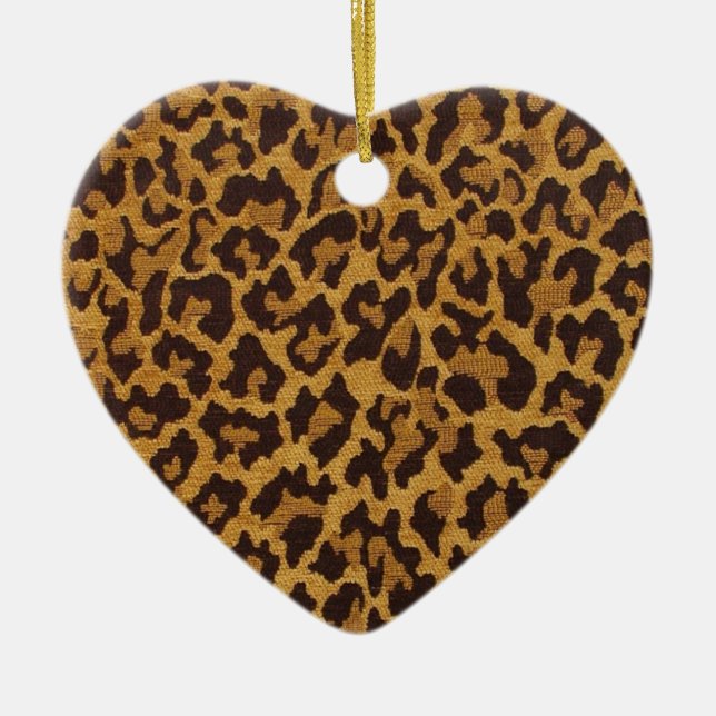 RAB Rockabilly Leopard Skriv ut Brown Guld Julgransprydnad Keramik (Framsidan)