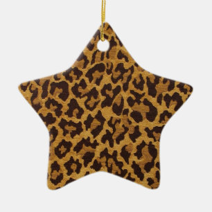 RAB Rockabilly Leopard Skriv ut Brown Guld Julgransprydnad Keramik