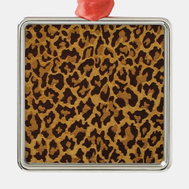 RAB Rockabilly Leopard Skriv ut Brown Guld Julgransprydnad Metall (Framsidan)