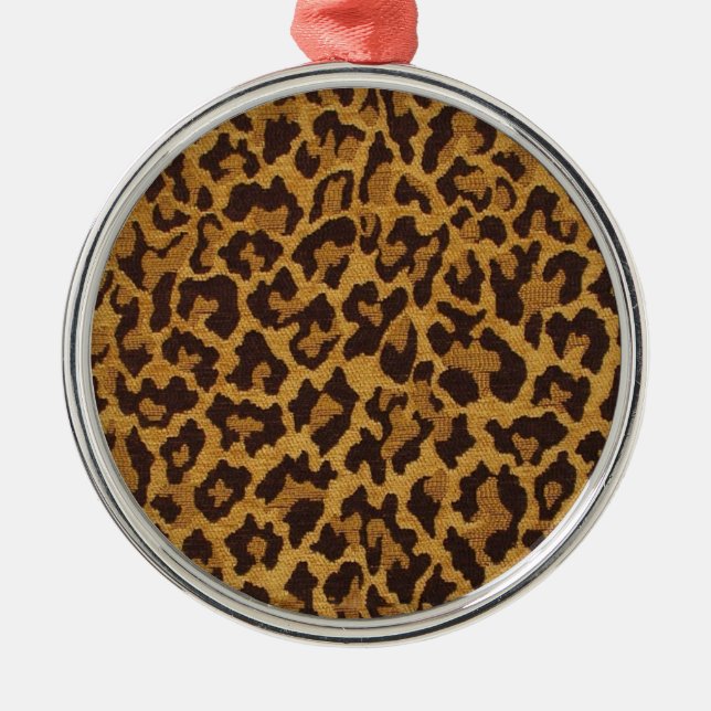 RAB Rockabilly Leopard Skriv ut Brown Guld Julgransprydnad Metall (Framsidan)