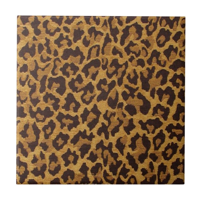 RAB Rockabilly Leopard Skriv ut Brown Guld Kakelplatta (Framsidan)