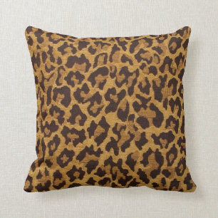 RAB Rockabilly Leopard Skriv ut Brown Guld Kudde