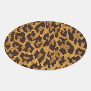 RAB Rockabilly Leopard Skriv ut Brown Guld Ovalt Klistermärke