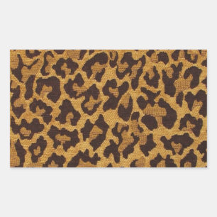RAB Rockabilly Leopard Skriv ut Brown Guld Rektangulärt Klistermärke