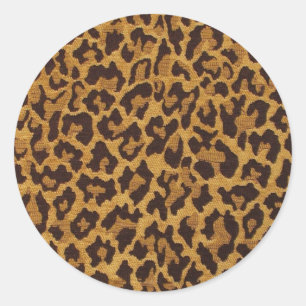 RAB Rockabilly Leopard Skriv ut Brown Guld Runt Klistermärke