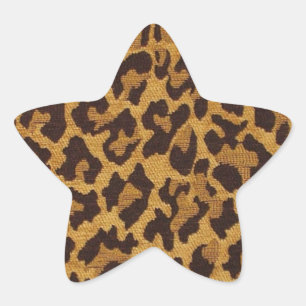 RAB Rockabilly Leopard Skriv ut Brown Guld Stjärnformat Klistermärke
