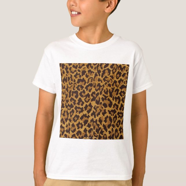 RAB Rockabilly Leopard Skriv ut Brown Guld Tee Shirt (Framsida)