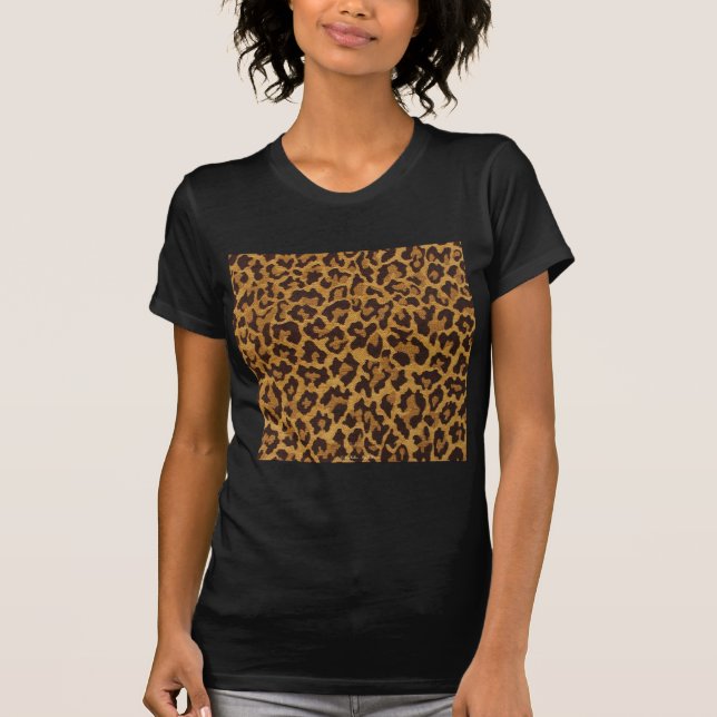 RAB Rockabilly Leopard Skriv ut Brown Guld Tee Shirt (Framsida)