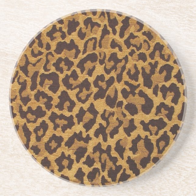 RAB Rockabilly Leopard Skriv ut Brown Guld Underlägg Sandsten (Framsidan)