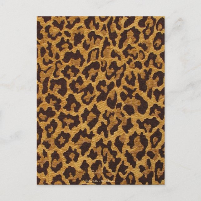 RAB Rockabilly Leopard Skriv ut Brown Guld Vykort (Framsida)