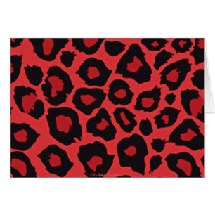 RAB Rockabilly Leopard Skriv ut rött svart Hälsningskort