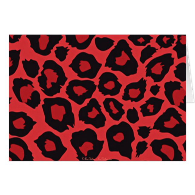 RAB Rockabilly Leopard Skriv ut rött svart Hälsningskort (Framsidan Horizontal)