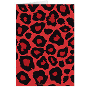 RAB Rockabilly Leopard Skriv ut rött svart Hälsningskort