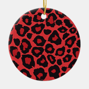 RAB Rockabilly Leopard Skriv ut rött svart Julgransprydnad Keramik