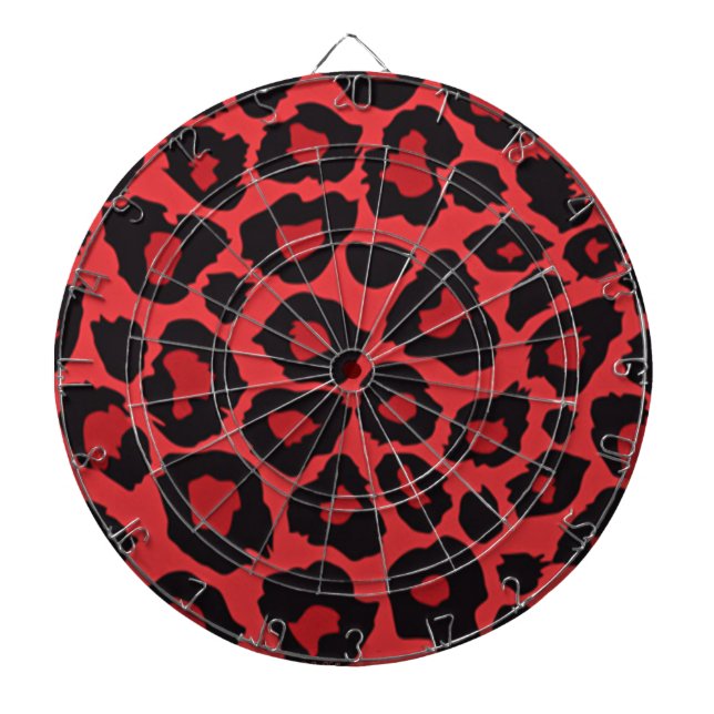 RAB Rockabilly Leopard Skriv ut rött svart Piltavla (Framsidan)
