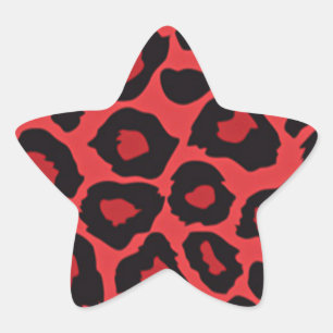 RAB Rockabilly Leopard Skriv ut rött svart Stjärnformat Klistermärke