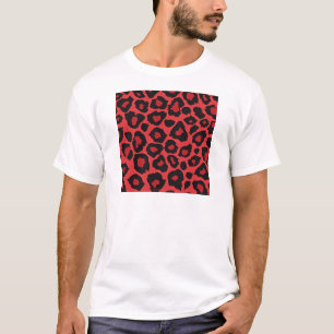 RAB Rockabilly Leopard Skriv ut rött svart T-shirt