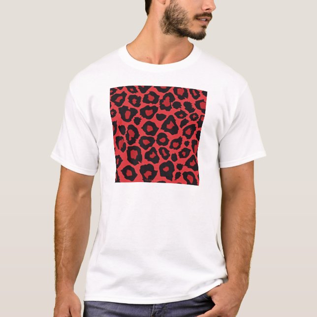 RAB Rockabilly Leopard Skriv ut rött svart T-shirt (Framsida)
