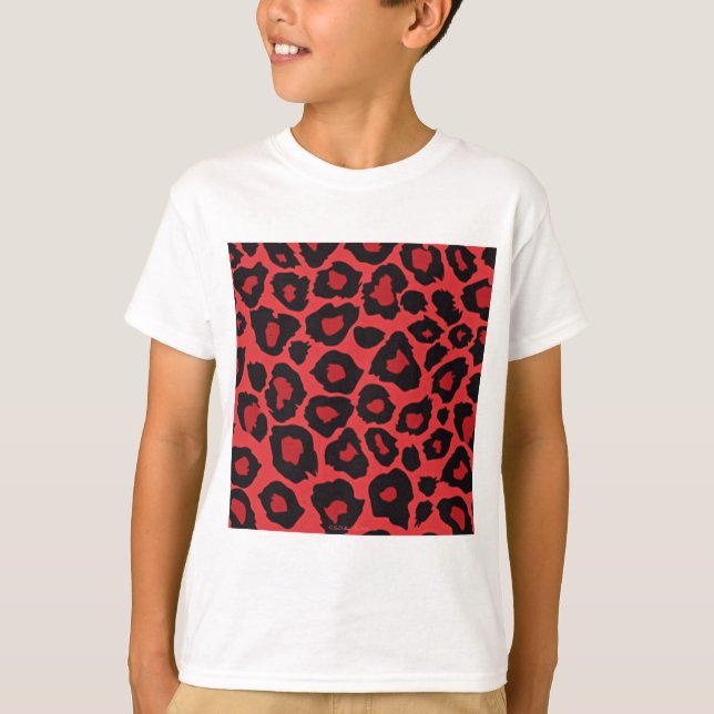 RAB Rockabilly Leopard Skriv ut rött svart T Shirt (Framsida)