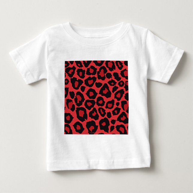 RAB Rockabilly Leopard Skriv ut rött svart T-shirt (Framsida)