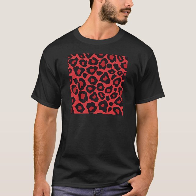 RAB Rockabilly Leopard Skriv ut rött svart Tee (Framsida)