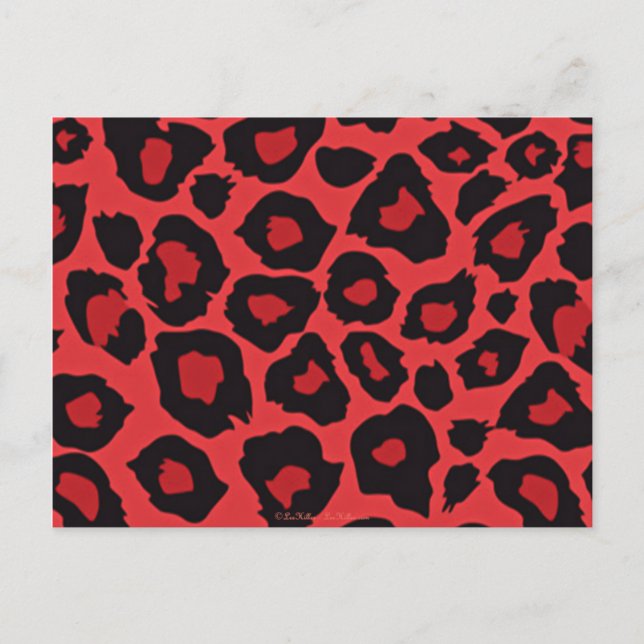 RAB Rockabilly Leopard Skriv ut rött svart Vykort (Framsida)