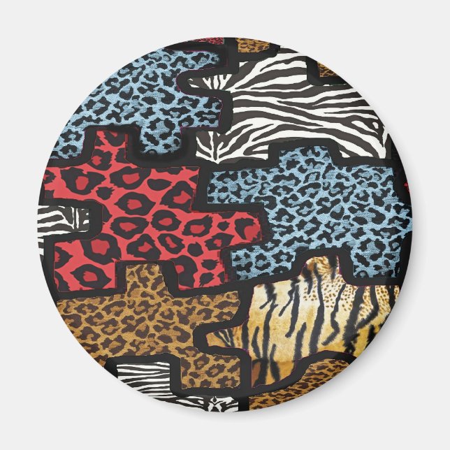 RAB Rockabilly Leopard Zebra Puzzle-utskrifter Magnet (Framsidan)