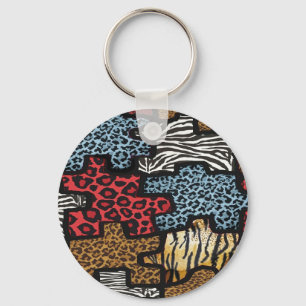 RAB Rockabilly Leopard Zebra Puzzle-utskrifter Nyckelring