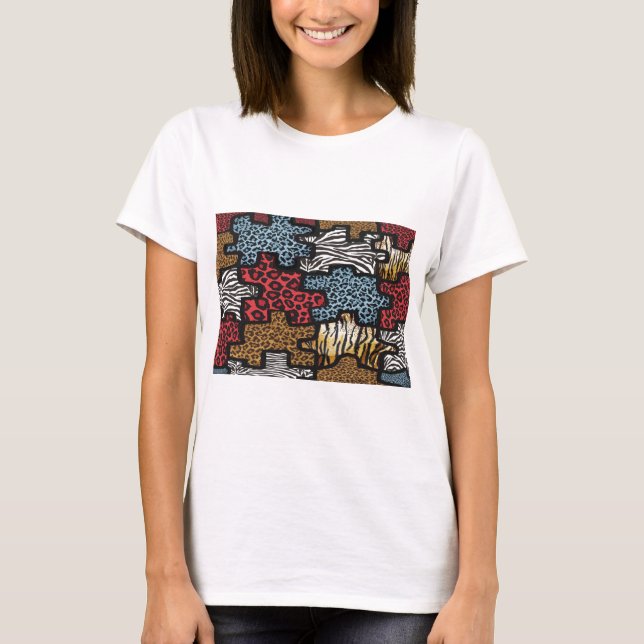 RAB Rockabilly Leopard Zebra Puzzle-utskrifter T Shirt (Framsida)