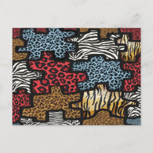 RAB Rockabilly Leopard Zebra Puzzle-utskrifter Vykort