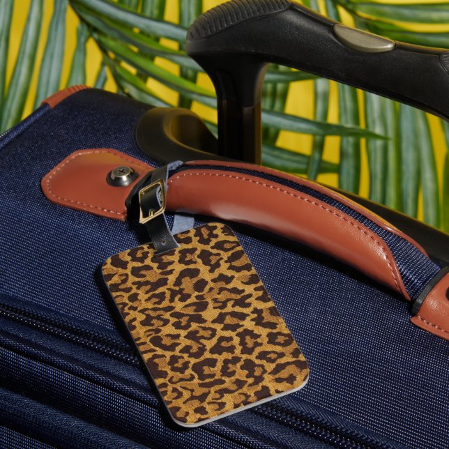 RAB Rockabilly Leopardtryck Brun Guld Bagagebricka (Framsida Insitu 1)