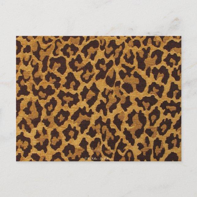 RAB Rockabilly Leopardtryck Brun Guld Vykort (Framsida)