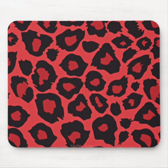 RAB Rockabilly Leopardtryck Röd Svart Musmatta (Framsidan)