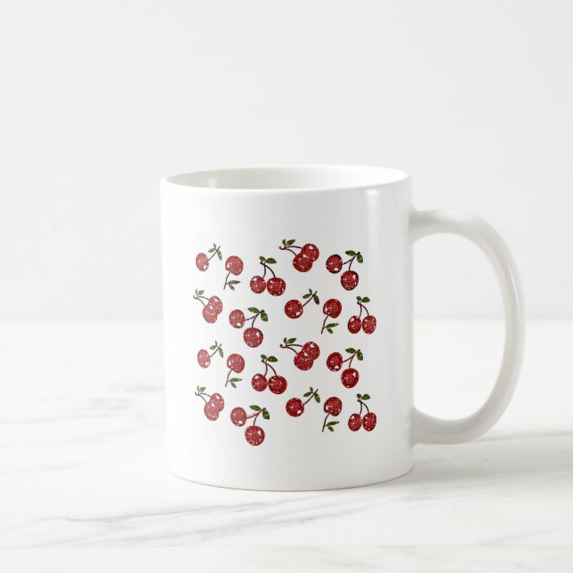 RAB Rockabilly Mycket Körsbär På Vitt Kaffemugg (Höger)
