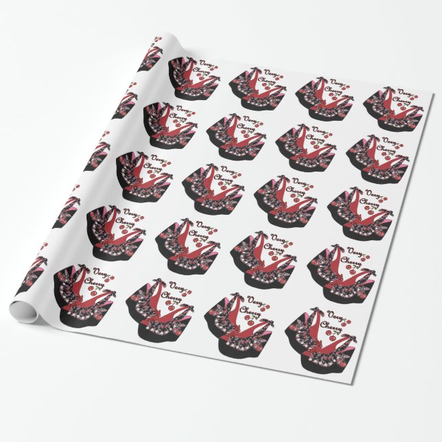 RAB Rockabilly Mycket Körsbär Skor Presentpapper (Utrullad)